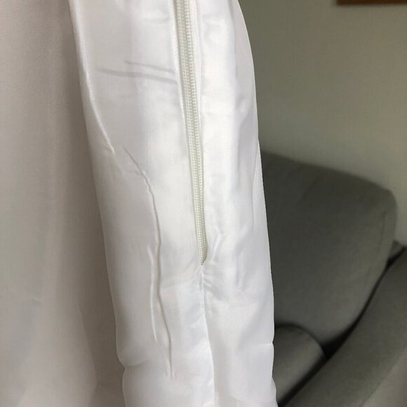 ALEXANDRA BARTLETT White Ruffle Skirt Probably Linen Fully Lined Zip Women’s L - Picture 9 of 16